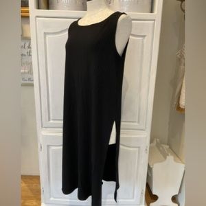 Eileen Fisher black ribbed long tunic with side slits size S